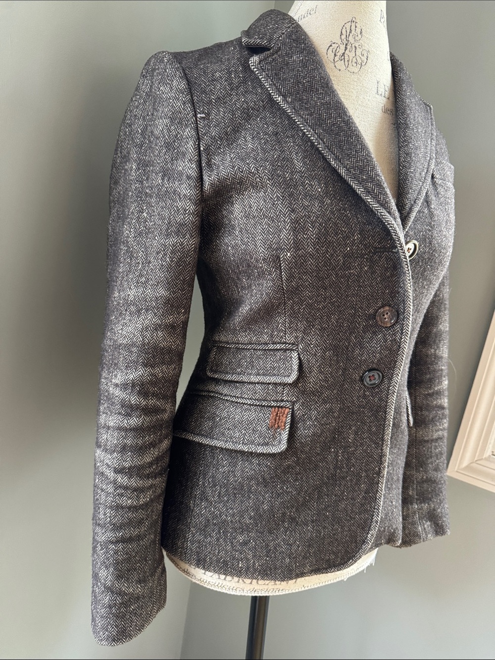 Banana Republic Travel & Safari 1980 vintage brown wool houndstooth blazer XS/S - Picture 10 of 13